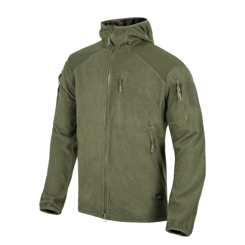 Bunda ALPHA HOODIE JACKET - GRID FLEECE olive green Bunda ALPHA HOODIE JACKET - GRID FLEECE olive green